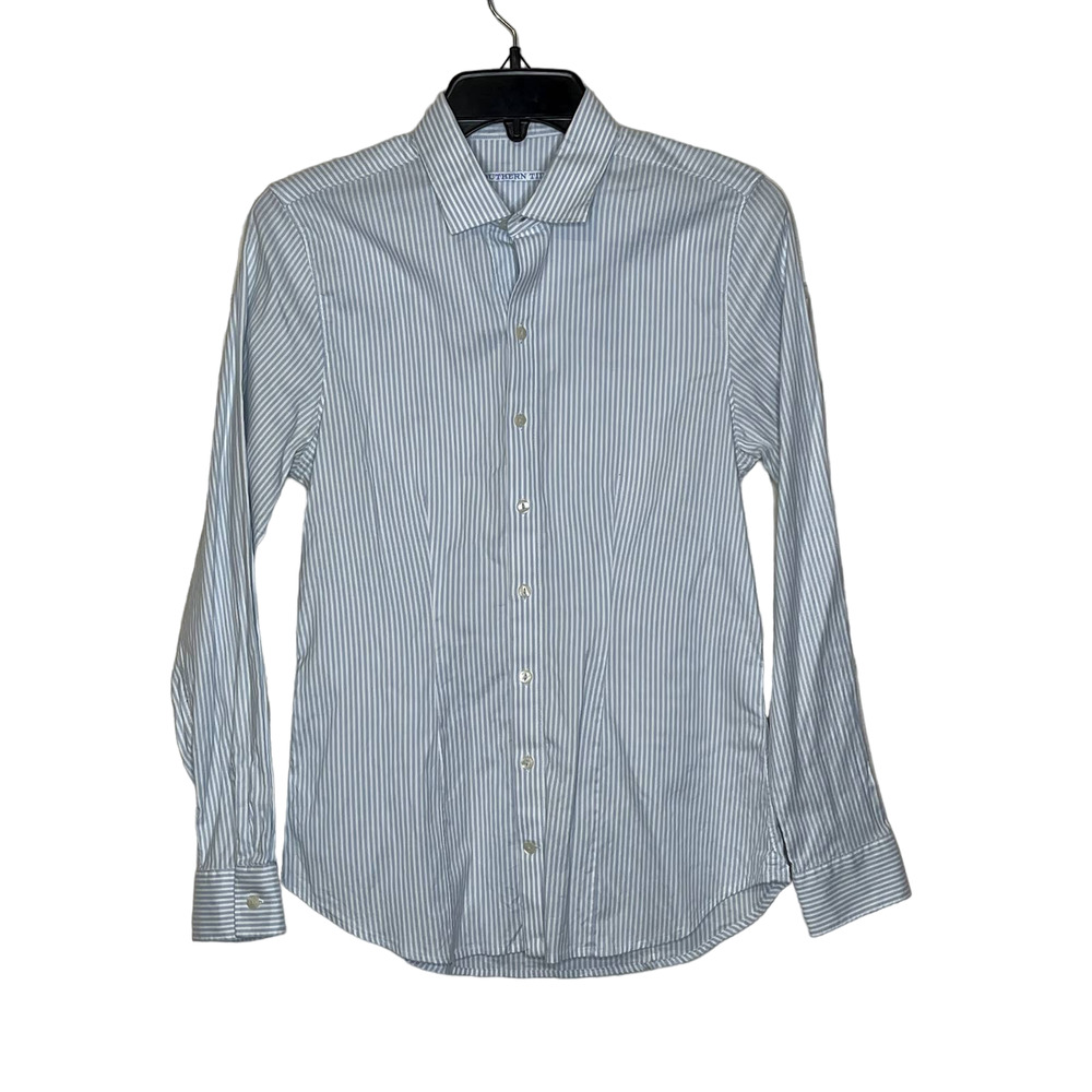 Southern Tide Shirt Size 4 Blue White Striped Cotton Stretch Blend Womens LS